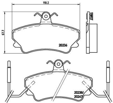 Комплект тормозных колодок, дисковый тормоз - BREMBO P 68 019