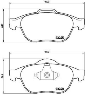 Комплект тормозных колодок, дисковый тормоз - BREMBO P 68 032