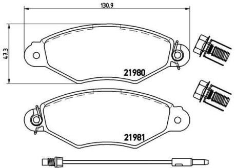 Комплект тормозных колодок, дисковый тормоз - BREMBO P 68 042