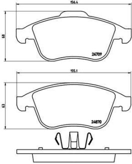 Комплект тормозных колодок, дисковый тормоз - BREMBO P 68 045