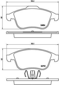 Комплект тормозных колодок, дисковый тормоз - BREMBO P 68 047