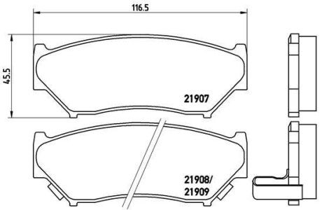 Комплект тормозных колодок, дисковый тормоз - BREMBO P 79 008