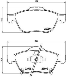 Комплект тормозных колодок, дисковый тормоз - BREMBO P 83 043