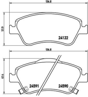 Колодка гальм. диск. TOYOTA AURIS передн. - BREMBO P 83 079