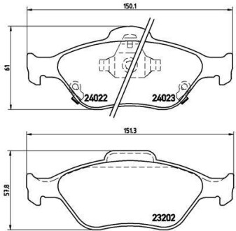 Комплект тормозных колодок, дисковый тормоз - BREMBO P 83 085