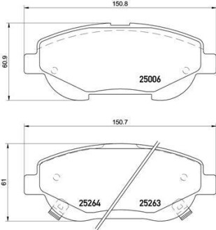 Комплект тормозных колодок, дисковый тормоз - (0446505300, 0446505260) BREMBO P 83 148