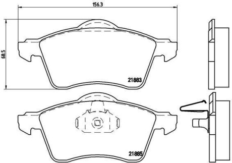 Комплект тормозных колодок, дисковый тормоз - (7D0698151, 7D0698151E) BREMBO P 85 047 (фото 1)