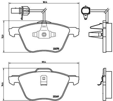 Комплект тормозных колодок, дисковый тормоз - BREMBO P 85 061