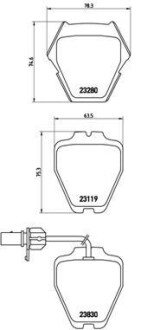 Комплект тормозных колодок, дисковый тормоз - BREMBO P 85 067