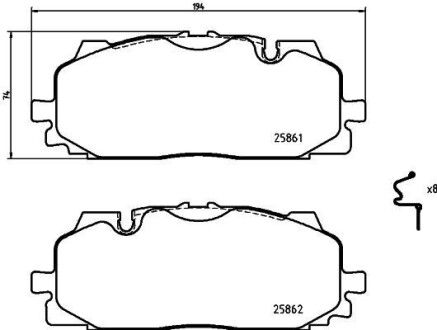 Гальмівні колодки пер. Audi A5/Q7 /VW Touareg 2.0-3.0 17- - (4M0698151H, 4M0698151AM, 8W0698151N) BREMBO P 85 165 (фото 1)