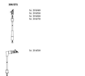 Комплект проводов зажигания - (1612444, 90141391) BREMI 300/375