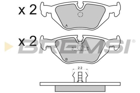 Гальмівні колодки зад. BMW 3(E36, E46)/5(E34)/7(E32) 86-06 (ATE) (123x43,6x16,7) - BREMSI BP2498