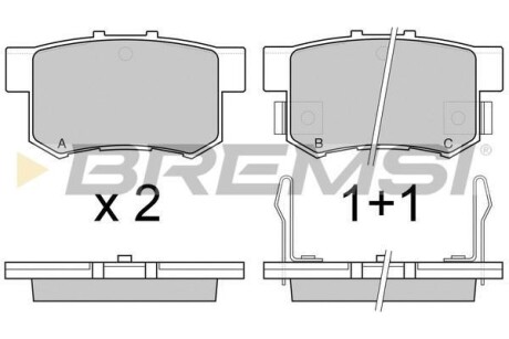 Гальмівні колодки зад. Civic 98-/Accord 90-03 (Akebono) (47,5x89x14,5) - BREMSI BP2544