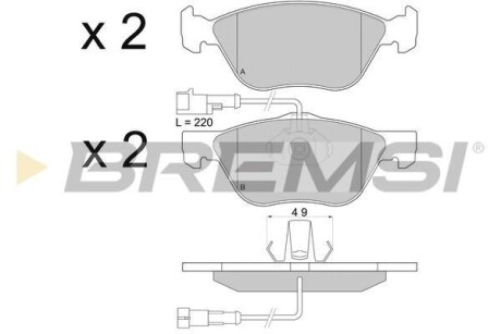 Гальмівні колодки перед. FIAT BRAVO/STILO/PUNTO 1.8-2.4 96-14 (ATE) - (0009948845, 71753039, 71753090) BREMSI BP2673