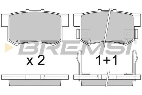 Гальмівні колодки зад. Civic 98-01/CR-V 01-06 (Akebono) (47,5x89x14,5) - BREMSI BP2750