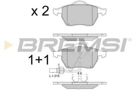 Комплект тормозных колодок - BREMSI BP2816