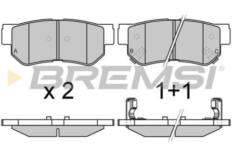 Гальмівні колодки зад. Hyundai Getz/Santa FE/Tucson 01- (mando) - (48413091A0, 48413091A1, 4841321A10) BREMSI BP2966