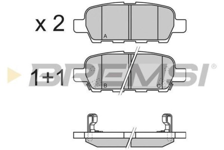 Комплект тормозных колодок - (440833565R, D40801KD0A, D4080EG50C) BREMSI BP3351