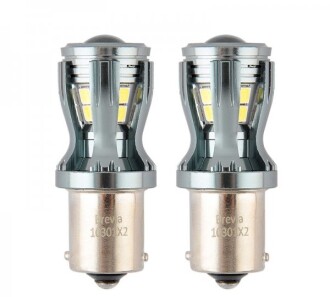 Лампа LED 12-24V 350Lm (2шт) P21W BA15s - BREVIA 10301X2