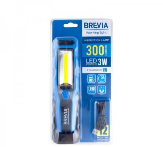 Фонарь для СТО 3W COB 1W LED 300lm 2000mAh microUSB - BREVIA 11320