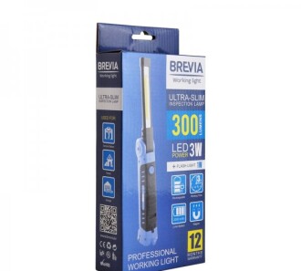 Фонарь для СТО LED Ultra-slim 3W COB+1W LED 300lm, 2000mAh, microUSB - BREVIA 11360