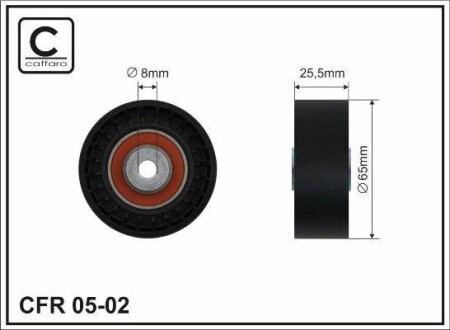 (65x8x25) Натяжний ролик A3 1,9TDI 96-,Skoda 1,9TDI 9 - (038145276, 038145291) CAFFARO 05-02