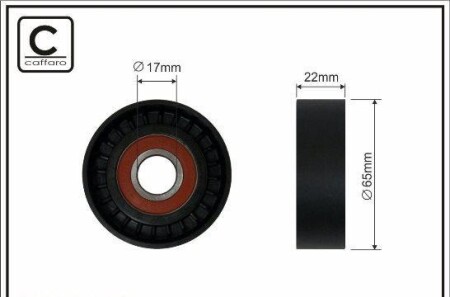 (65x17x22 пластик) Ролiк направл.паска полiклиновий DB (W168) A 1.7DCI 98- - (a6392000370, 1341A001) CAFFARO 07-00