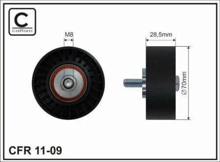 (70xM8x29) Ролік проміжуточний Ford Escort 1,4-1,8 90-> - (6200285, 928F19A216AA) CAFFARO 11-09