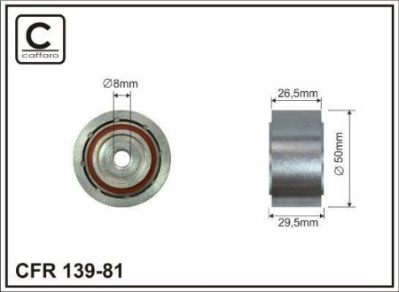 (52x10x26 пластик)Паразитний ролік Citroen Jumper/Ducato/Boxer 2.0Jtd 02-> - (575192, 575195, 9644759580) CAFFARO 139-81