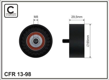 Ролик натяжний генератора MB Klasa E(W211) 2.2CDI-2.7CDI/OM646,OM647 02- (65x8x29,5) - CAFFARO 1398