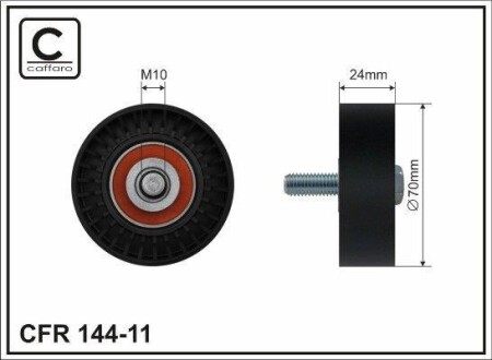 (70x10x25.5) Ролик паска поліклин.Ford Mondeo II, Focus I, Maverick, MAZDA Tribute, 1.6/1.8/2.0 09.96- - (1049577, 1114544, 1318844) CAFFARO 144-11