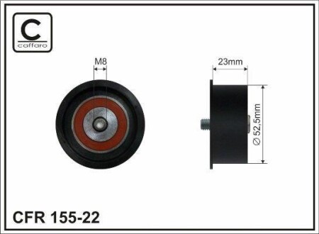 (52.5x8x23) Ролiк промiжуточний. Opel Zafira 1.6-1.8 98- - CAFFARO 155-22