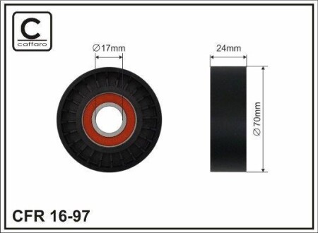 Ролик натяжний 70x17x245 - (06A903315DPART, 06A903315F, 06A903315EPART) CAFFARO 1697