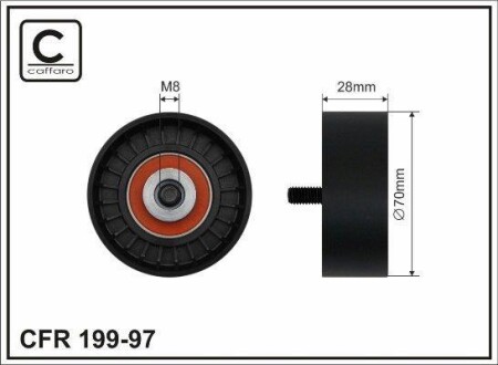 Ролик паска приводного 70x8x28 - (11287515865, YS4Z8678BC, 12573024) CAFFARO 19997