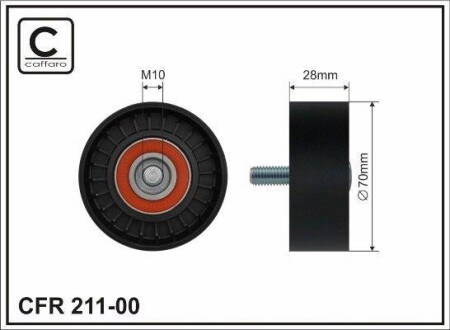 Ролик поликлинового ремня accent 99-/getz 02-/santa fe 00- - (2528727001, 2528727000, 2528727400) CAFFARO 21100