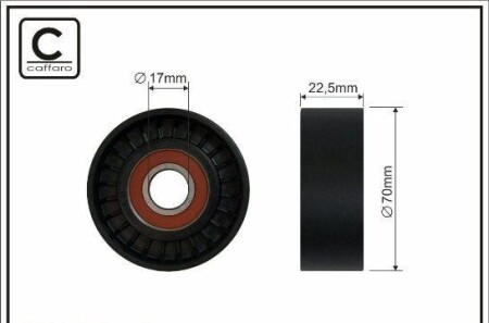 (Ролик 70x17x22) Натяжний механізм DB KLASA A (W168) A 170 CDI (168.009, 168.109), - CAFFARO 259-00