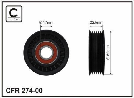 (сам ролик) паска поліклин. Mazda 1.8I, 2.0I, 2.3I, 6 02,02-, MPV 02.03-, MX5 05.07- - CAFFARO 274-00