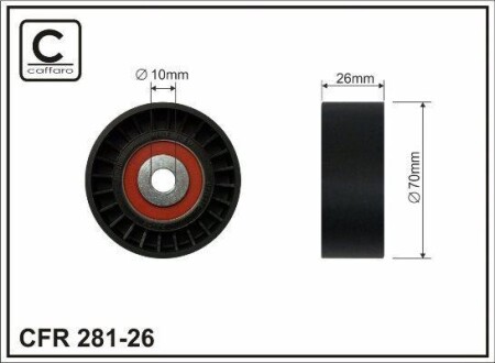 Ролик направл.Ford Mondeo IV, S-MAX, GALAXY 2.2 TDCi 03.08- - CAFFARO 281-26