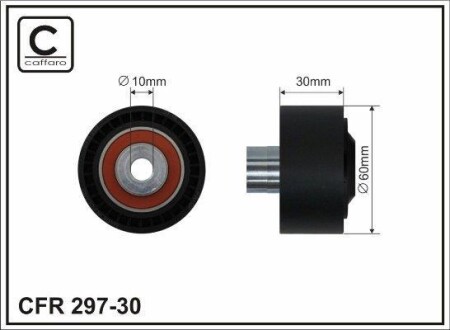 Ролік паска г/у Citroen Berlingo, C2, C3, C4, Jumpy, Nemo, Fiat Scudo, Peugeot 1007, 207, 307, 407, Bipper, Expert, Partner 1.4 16V-1.6HDi - (5751E6, 1611422880, 5751F4) CAFFARO 297-30