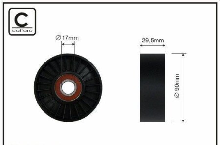 Ролик натяжний Cadillac Escalade 5.8 98-,6.2 06-, Chevrolet Camaro 5.7 92-98,Dodge Nitro 3.7 07-, Ford Explorer 4.6 06-, F150 4.2, 4.6 03-07, Mustang 4.0, 4.6 04-, (90x17x29) - CAFFARO 29-99