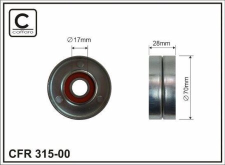 Ролік (метал) паска поліклинового 70X17X28 - (04863737, 60595625) CAFFARO 31500