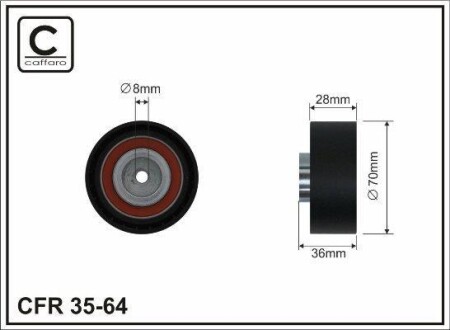 Ролiк натяжний Audi 100 2.5D 90- - (074109119F, 074109119H, 074109243A) CAFFARO 35-64