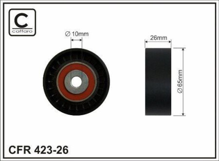 Ролик (без механизма) 65x10x26 f-122332.01 plastic double bearing - CAFFARO 42326