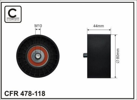 Ролик натяжного механізму поліклинового ремня mercedes actros/mp2/mp3 om541.920-om542.962 04.96- 80x - CAFFARO 478118