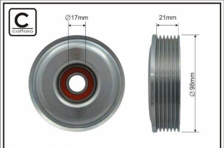 98x17x21 metal Ролик натяжний паска поліклинового Ford Escort/Fiesta 1.8D/T - CAFFARO 500212