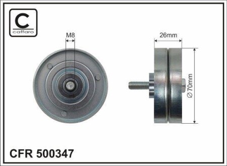 70x8x26 metal Ролик направляючий паска поліклинового VW LT 2.8 D - (062145278A) CAFFARO 500347