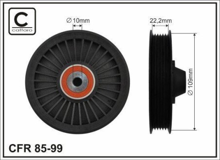 (109x10x26.5) Ролик паска поліклинового Opel Astra 2.0DI 98.09- X20DTL/DTH - (05117690AA, 05133780AA, 1340827) CAFFARO 85-99