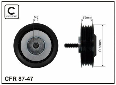 Ролик натяжний VW LT28/35/36 (AGX/AHD) 97- - (074145278D, 074145278F) CAFFARO 8747