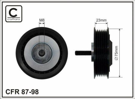 Натяжний ролік VW LT28/35/36 (AGX/AHD) 97- - (074145278F, 044145278A) CAFFARO 87-98