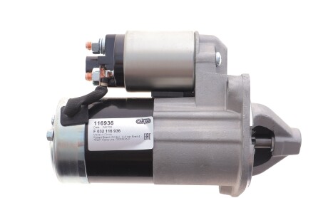 Стартер (12В, 1,2кВт, новий із заставою) HYUNDAI COUPE II, ELANTRA IV, I30, TIBURON KIA CEE'D, PRO CEE'D, SPORTAGE II 1.6D/2.0/2.0LPG 08.01-12.12 - CARGO F 032 116 936